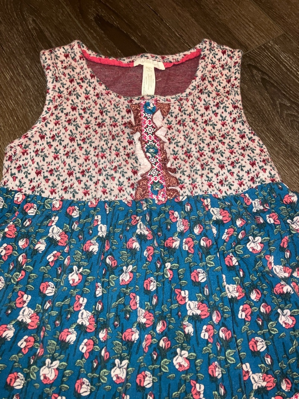 Matilda Jane Pink Purple Teal Floral Layered Top 6Y - Picture 5 of 10